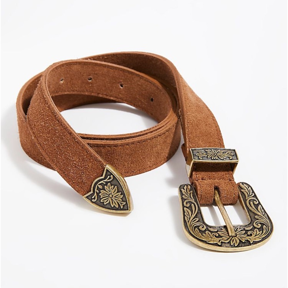 Free People wildwood suede belt in tan M/L - Picture 2 of 4
